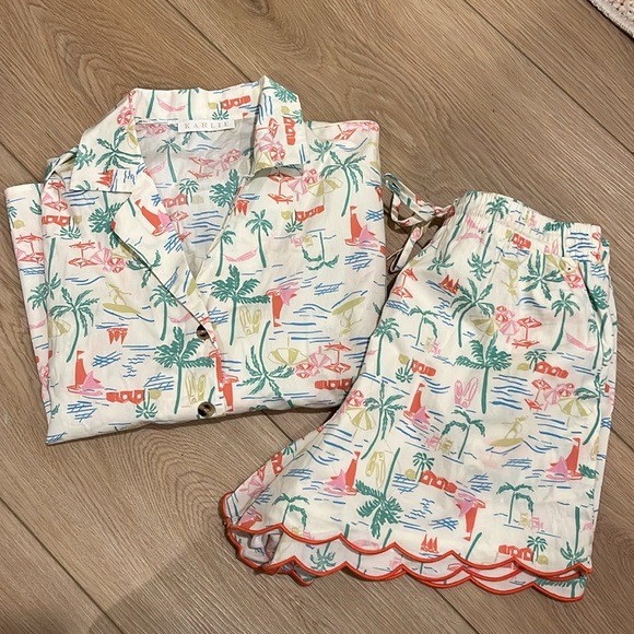 LIKE-NEW Karlie FULL SET Seashore Tropical Scallop Shorts + Shirt Set - Picture 10 of 10